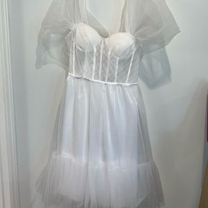 White tulle wedding dress